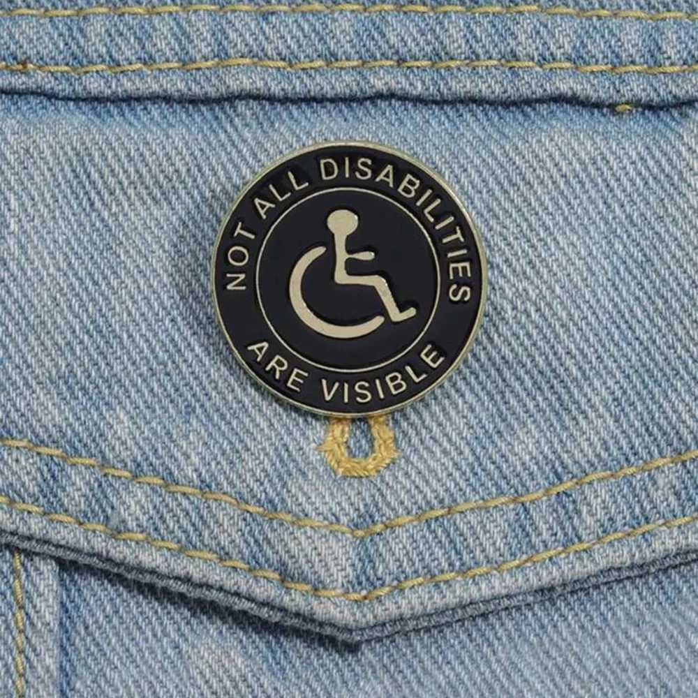 New Enamel Pin Badge “Not All Disabilities Are Visible” Black Gold Tone - Picture 2 of 4